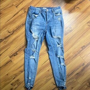 Distressed Blue Jeans